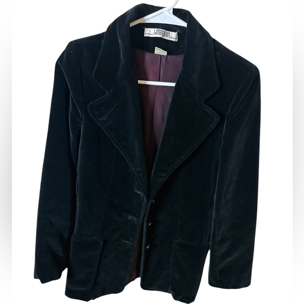 Vintage 70’s I. Magnin Black‎ Crushed Velvet Jacket Size 4